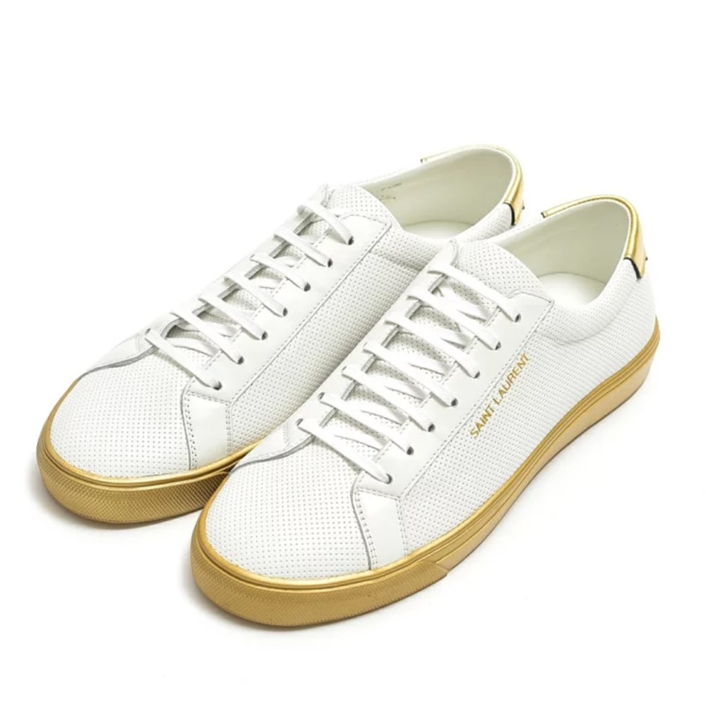 Saint Laurent, white and gold and leather sneaker